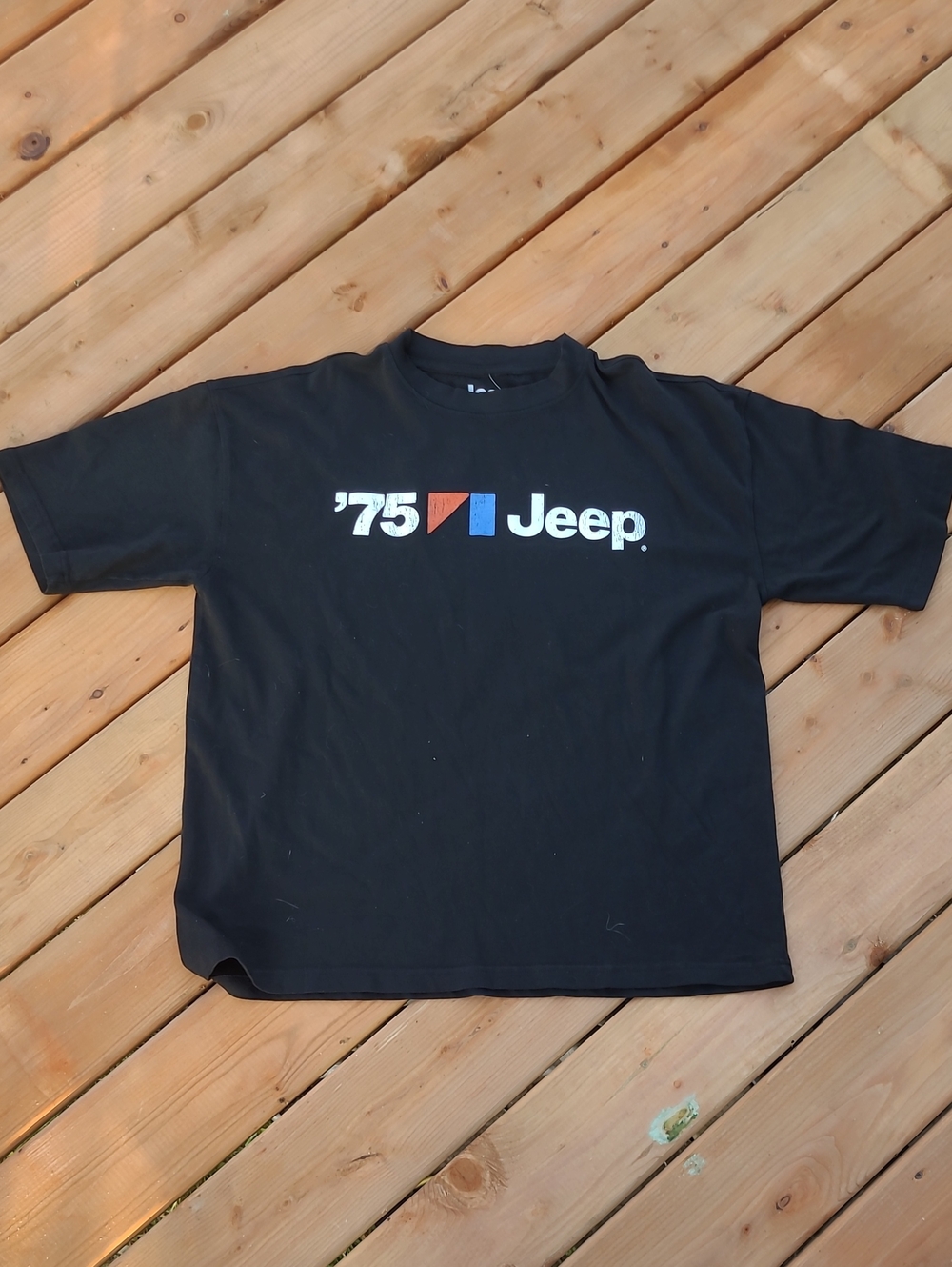 New Jeep Black T‑Shirt with White '75 and Red/Blue Accent Size L